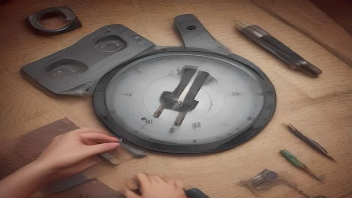 Craftsman filing a brass pendant at a bench vise